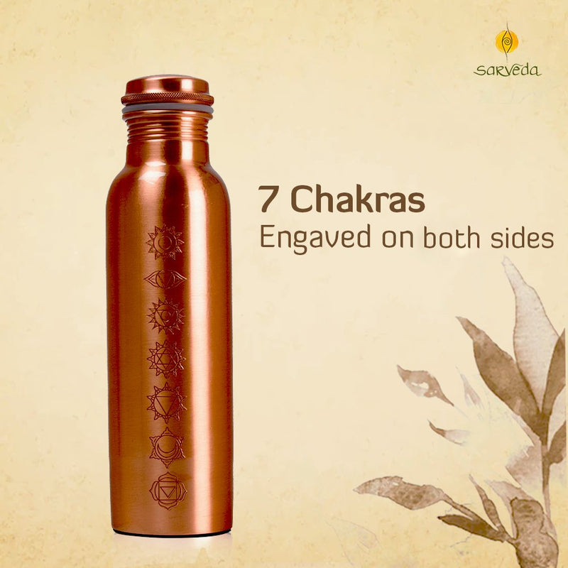 7 Chakra Plain Copper Water Bottle - 1 Litre | Verified Sustainable Bottles & Sippers on Brown Living™