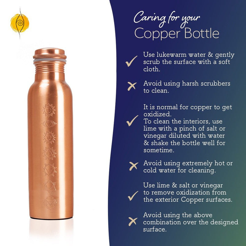 7 Chakra Plain Copper Water Bottle with Cleaning Brush - 1 Litre | Verified Sustainable Bottles & Sippers on Brown Living™