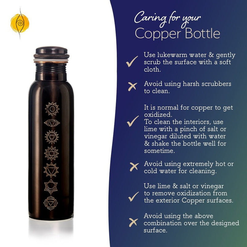 7 Chakra Vintage Copper Water Bottle - 1 Litre | Verified Sustainable Bottles & Sippers on Brown Living™