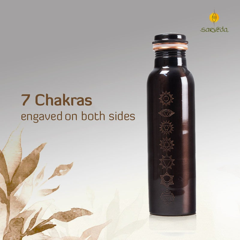 7 Chakra Vintage Copper Water Bottle with Cleaning Brush| 1 Litre | Verified Sustainable Bottles & Sippers on Brown Living™