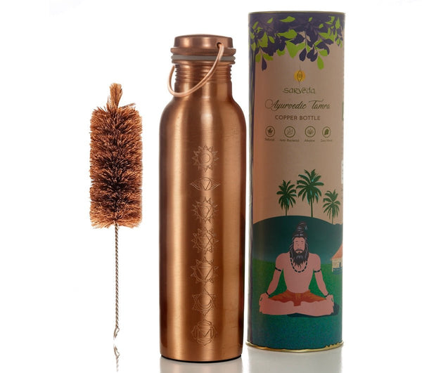 7 Chakras Copper With Handle 1ltr Brush | Verified Sustainable Bottles & Sippers on Brown Living™