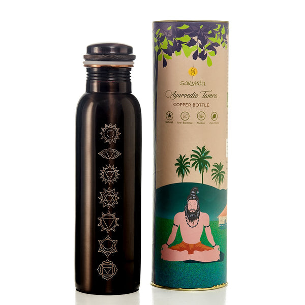 7 Chakras Vintage Copper Bottle - 500 ml | Verified Sustainable Bottles & Sippers on Brown Living™