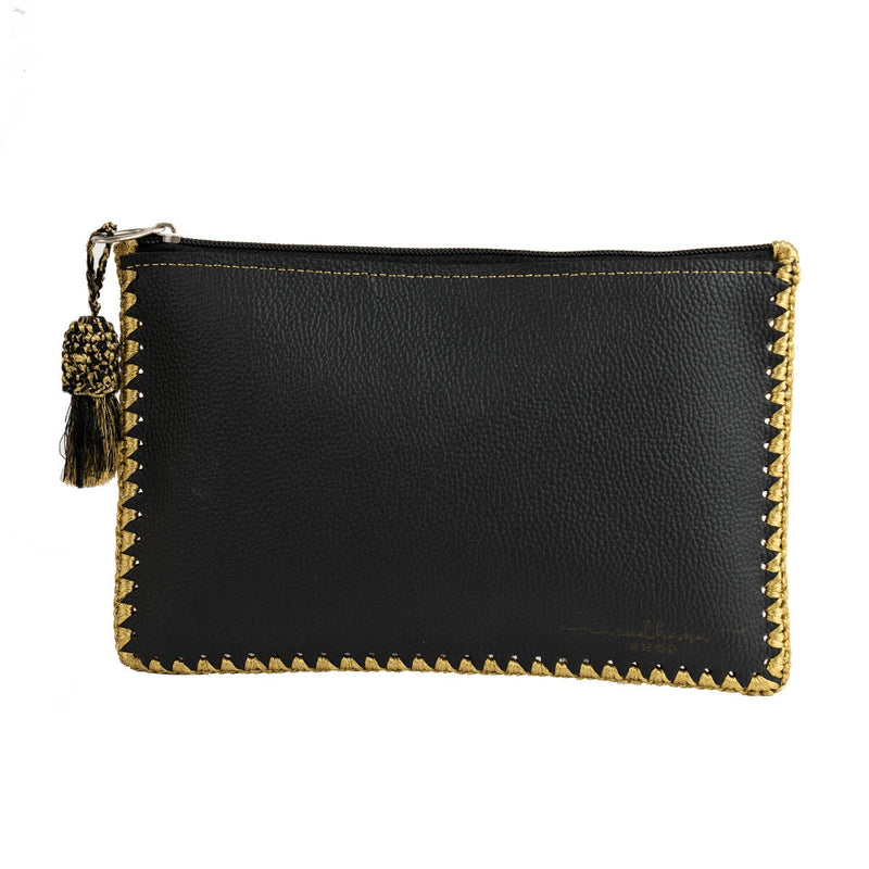 Gold Accent Pouch – Artisan-Made with Upcycled Elements