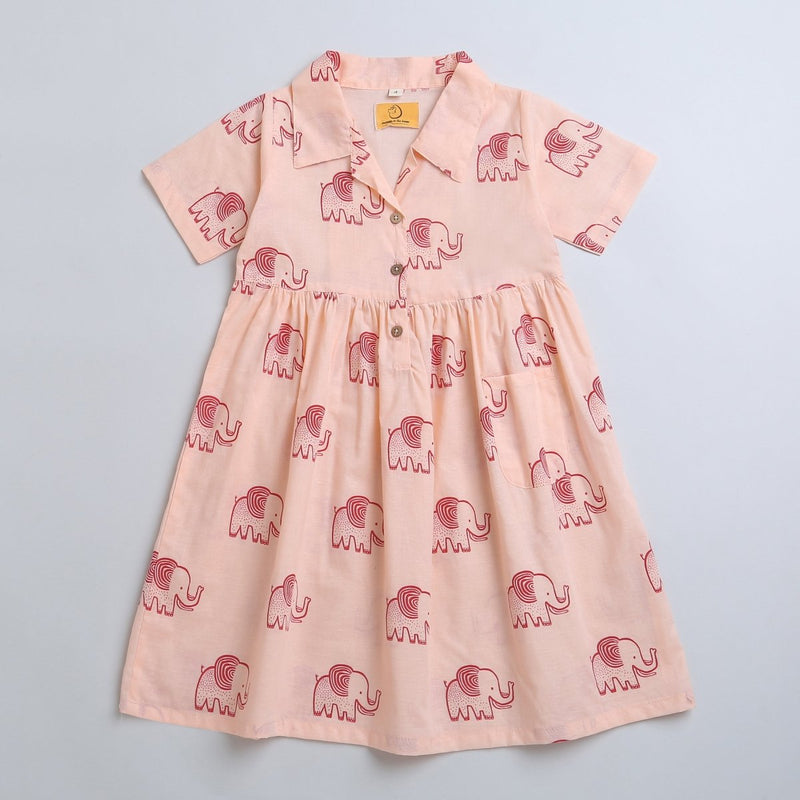 A Stomping Elephant - Girls Comfort Wear | Verified Sustainable Kids Frocks & Dresses on Brown Living™