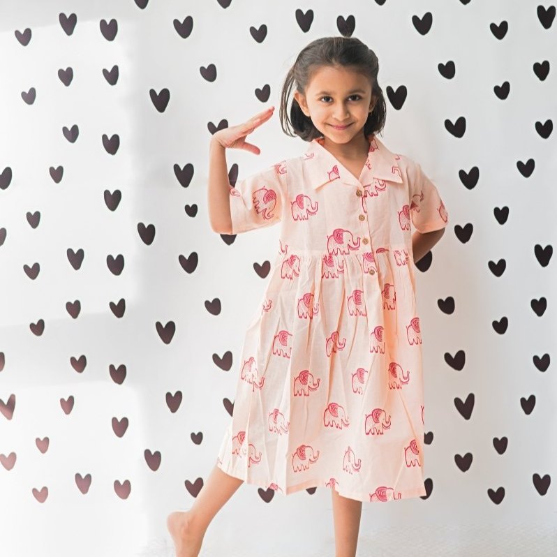 A Stomping Elephant - Girls Comfort Wear | Verified Sustainable Kids Frocks & Dresses on Brown Living™