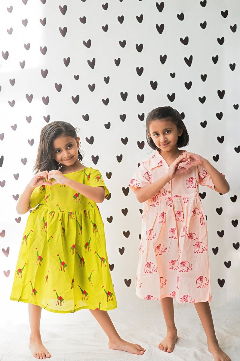 A Stomping Elephant - Girls Comfort Wear | Verified Sustainable Kids Frocks & Dresses on Brown Living™