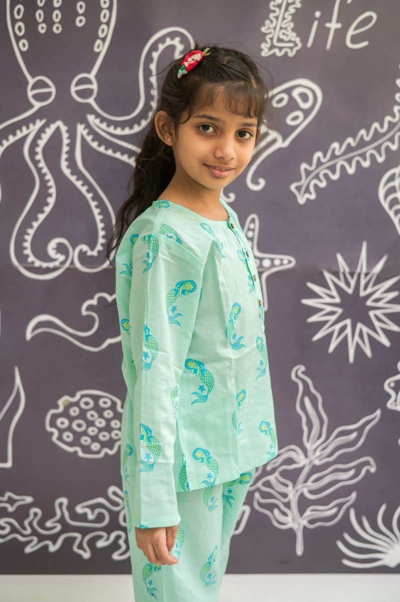 Adella The Mermaid - Unisex Kids Cotton Nightwear | Verified Sustainable Kids Pyjamas on Brown Living™