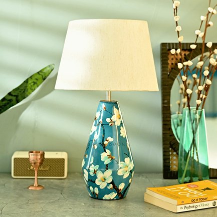 Almond Blossoms Night Lamp | Handcrafted Mango Wood Table Lamp | Verified Sustainable Lamps & Lighting on Brown Living™