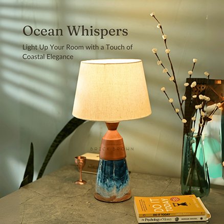 Aqua Night Lamp | Handcrafted Mango Wood Table Lamp | Verified Sustainable Lamps & Lighting on Brown Living™