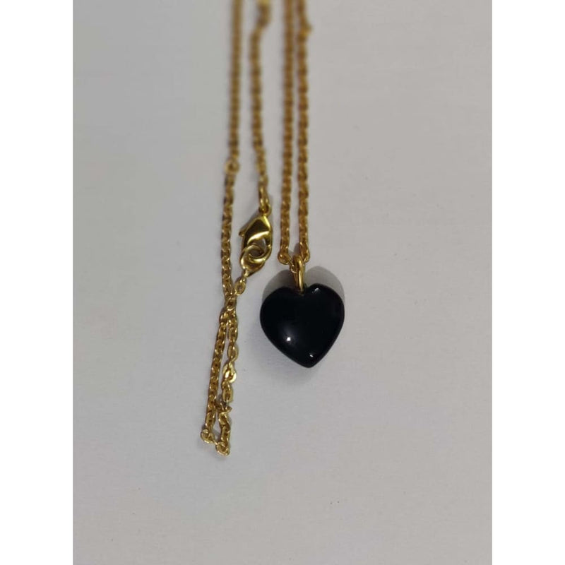 Black Obsidia Stone Pendant with Golden Chain | Verified Sustainable Womens Charms & Pendants on Brown Living™