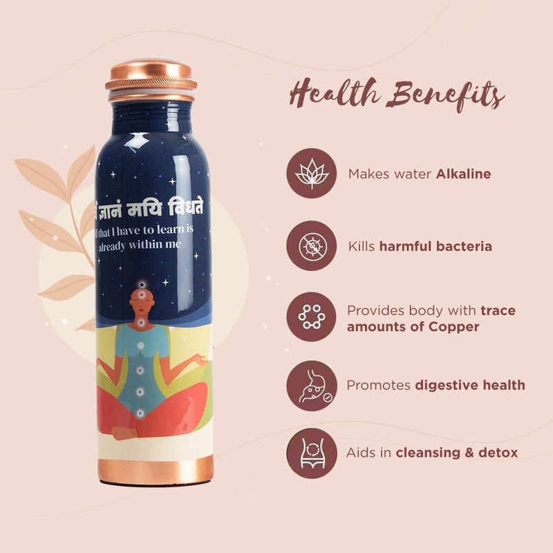 Blue Meditation Copper Bottle - 500 ml | Verified Sustainable Bottles & Sippers on Brown Living™