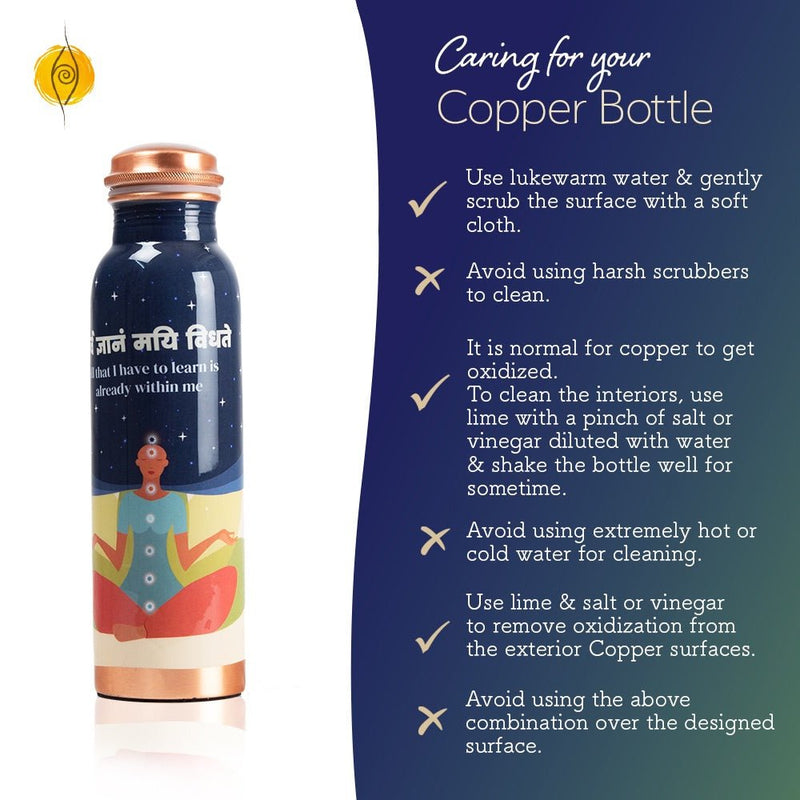 Blue Meditation Copper Bottle - 500 ml | Verified Sustainable Bottles & Sippers on Brown Living™