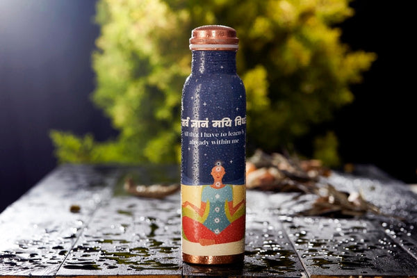 Blue Meditation Copper Bottle - 500 ml | Verified Sustainable Bottles & Sippers on Brown Living™