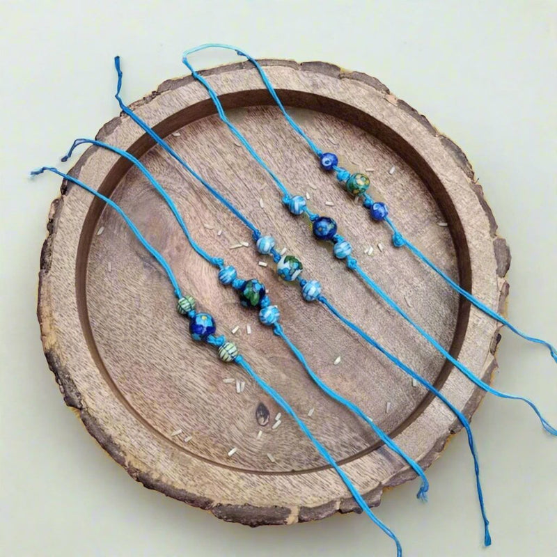 Blue Pottery Rakhi - Set of 5 | Verified Sustainable Rakhi on Brown Living™