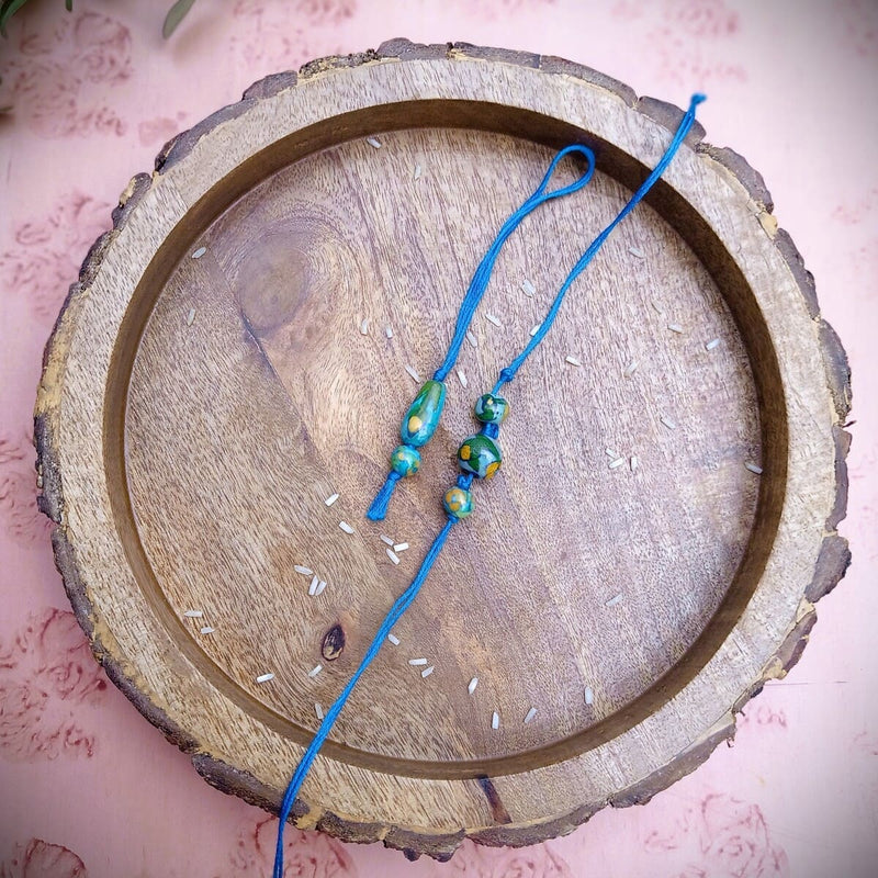 Blue Pottery Rakhi+Lumba Set | Verified Sustainable Rakhi on Brown Living™