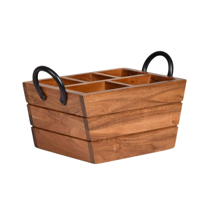 Boat Wooden Cutlery Caddy/Holder with Horseshoe Handle | Verified Sustainable Kitchen Organisers on Brown Living™