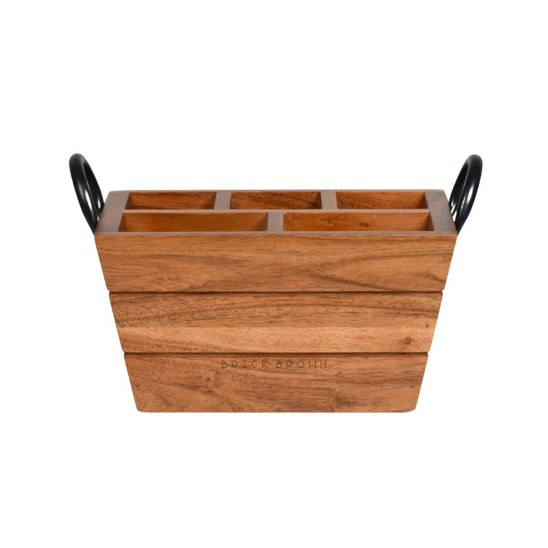 Boat Wooden Cutlery Caddy/Holder with Horseshoe Handle | Verified Sustainable Kitchen Organisers on Brown Living™