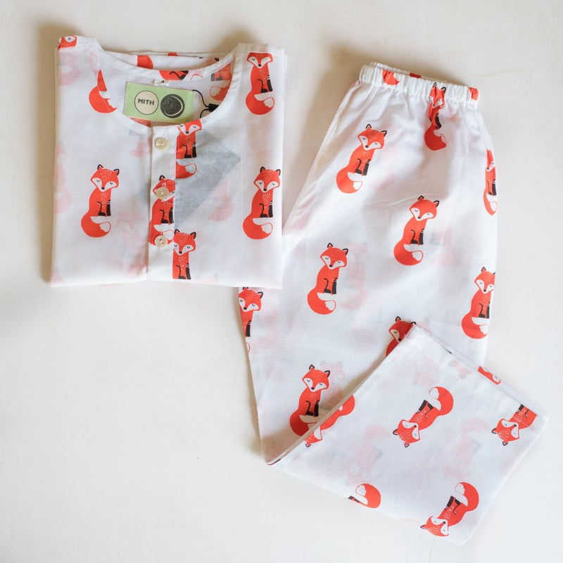 Bushy Fox - Unisex Kids Cotton Nightwear | Verified Sustainable Kids Pyjamas on Brown Living™