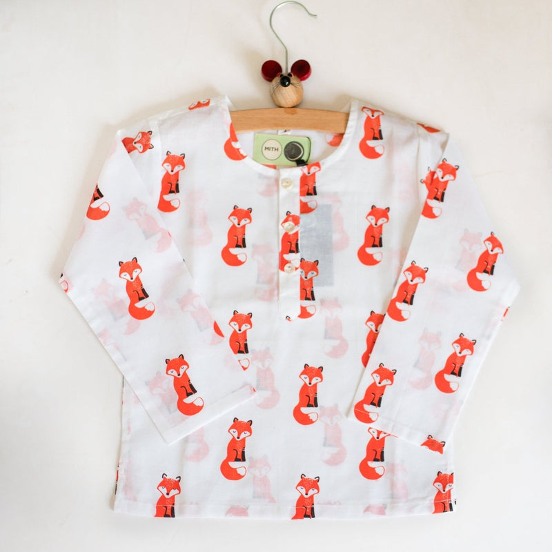 Bushy Fox - Unisex Kids Cotton Nightwear | Verified Sustainable Kids Pyjamas on Brown Living™