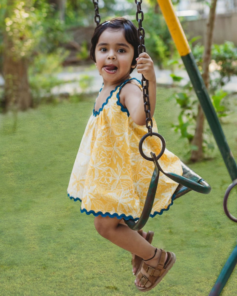 Buttercup Floral Printed Cotton Flare Dress | Verified Sustainable Kids Frocks & Dresses on Brown Living™