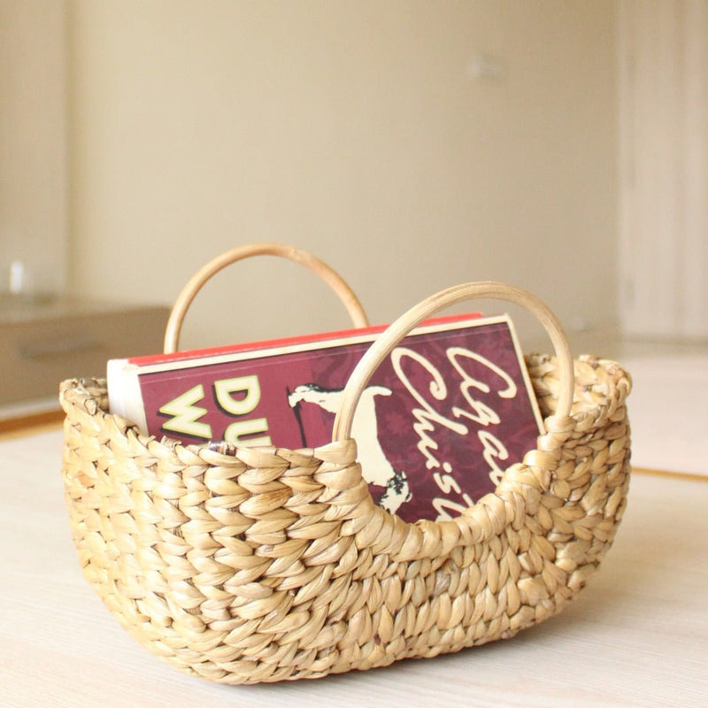 Cane Handle Water Hyacinth Basket | Verified Sustainable Baskets & Boxes on Brown Living™