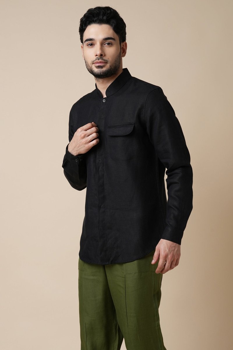 Celestial 100% Hemp Shirt - Black | Verified Sustainable Mens Shirt on Brown Living™