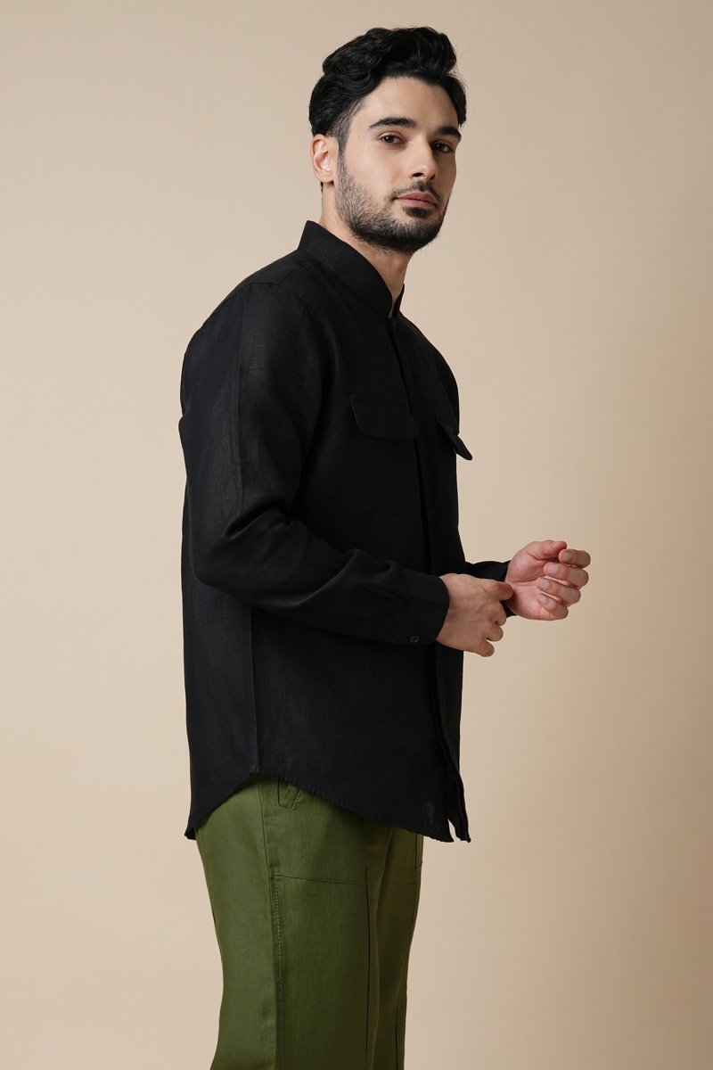 Celestial 100% Hemp Shirt - Black | Verified Sustainable Mens Shirt on Brown Living™