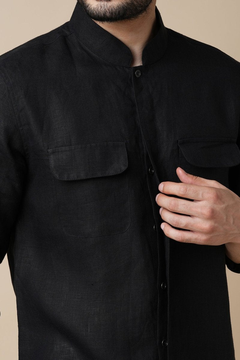 Celestial 100% Hemp Shirt - Black | Verified Sustainable Mens Shirt on Brown Living™