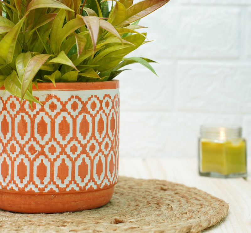 Ceramic Pots For Indoor Plants 14 X 15 Cm (Orange Moroccan) | Verified Sustainable Pots & Planters on Brown Living™