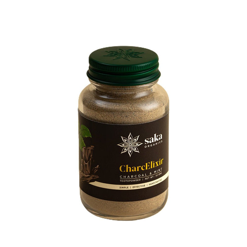 CharcElixir | Handmade Charcoal & Mint Toothpowder (50gms) | Verified Sustainable Tooth Cleaning Powder on Brown Living™