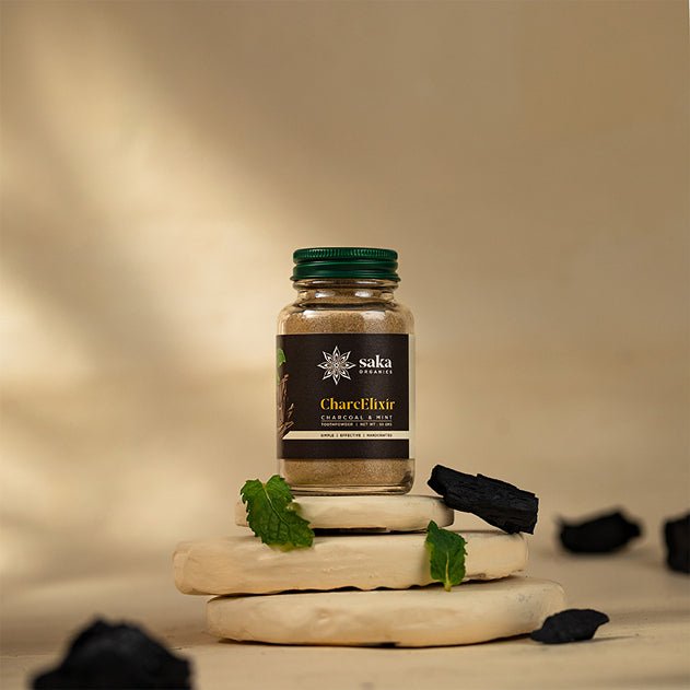 CharcElixir | Handmade Charcoal & Mint Toothpowder (50gms) | Verified Sustainable Tooth Cleaning Powder on Brown Living™