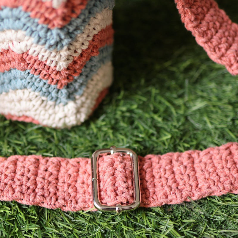 Chevron Peach Handmade Crochet Sling Bottle Cover | Verified Sustainable Bottles & Sippers on Brown Living™