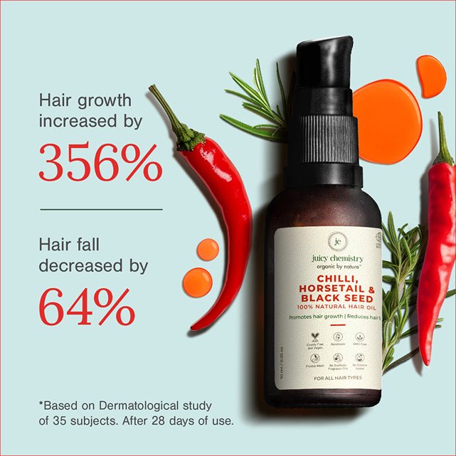 Chilli, Horsetail & Blackseed Hair Oil - 30 ml | Natural Hair Growth Oil | Verified Sustainable Hair Oil on Brown Living™