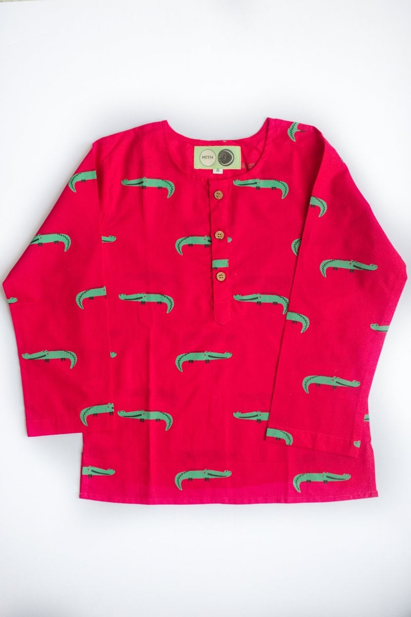 Christmas Crocodile - Unisex Kids Cotton Nightwear | Verified Sustainable Kids Pyjamas on Brown Living™