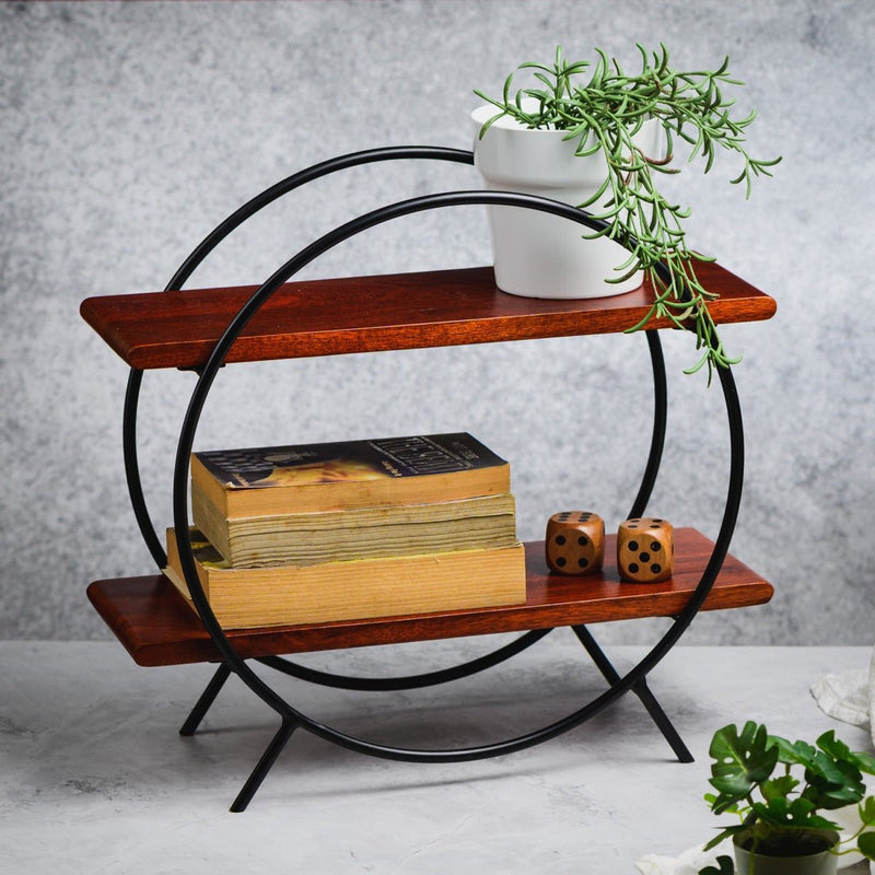 Circular Wooden Organizer with Black Frame | Verified Sustainable Kitchen Organisers on Brown Living™