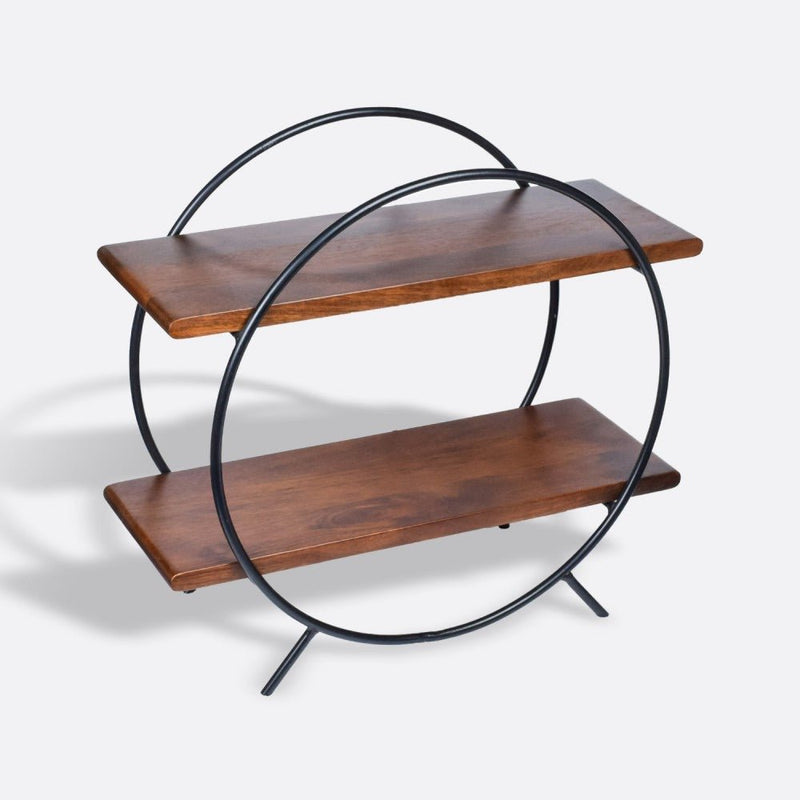 Circular Wooden Organizer with Black Frame | Verified Sustainable Kitchen Organisers on Brown Living™