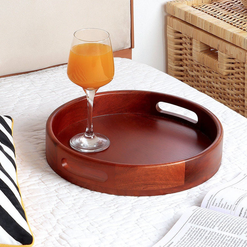 Classic Round Serving Wooden Tray (12 Inch) | Verified Sustainable Trays & Platters on Brown Living™