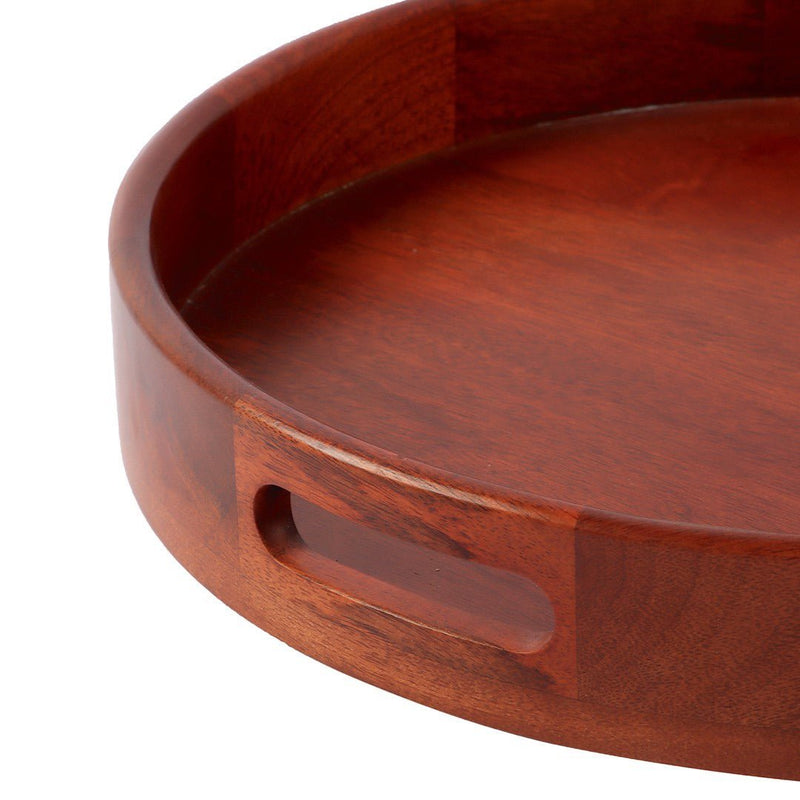 Classic Round Serving Wooden Tray (Set of 2) | Verified Sustainable Trays & Platters on Brown Living™