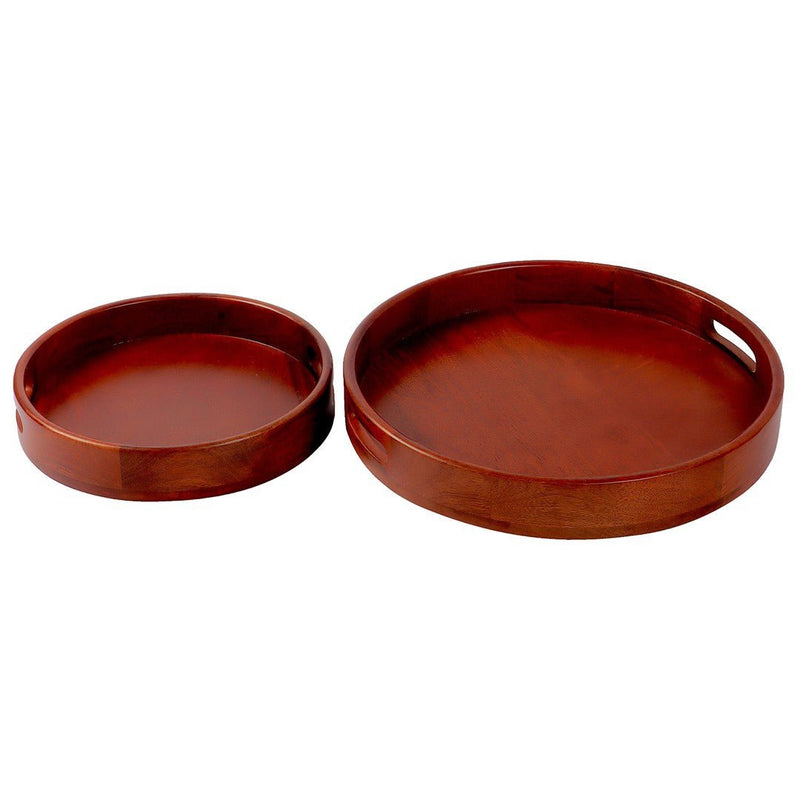 Classic Round Serving Wooden Tray (Set of 2) | Verified Sustainable Trays & Platters on Brown Living™