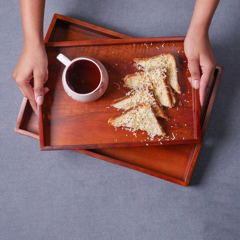 Classic Serving Wooden Tray (Set of 2) | Verified Sustainable Trays & Platters on Brown Living™