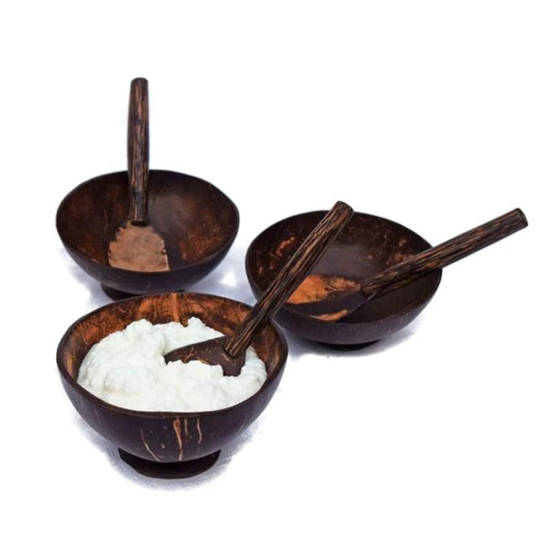 Coconut Shell Bowls with Spoon Set Without Tray | Verified Sustainable Plates & Bowls on Brown Living™