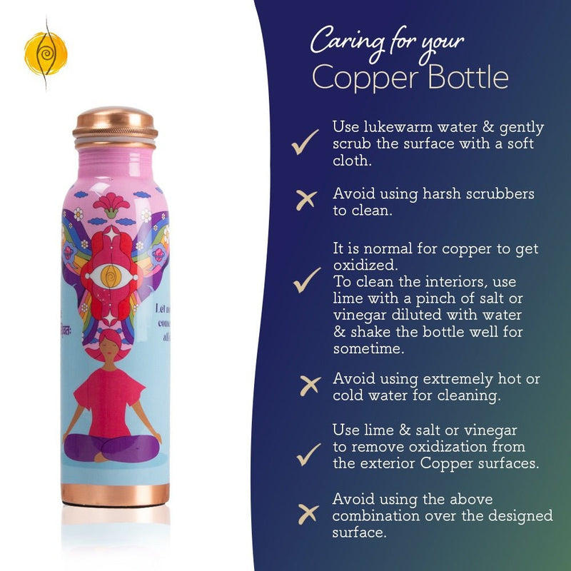 Copper Water Bottle - Pink Noble Thoughts - 1 Litre | Verified Sustainable Bottles & Sippers on Brown Living™