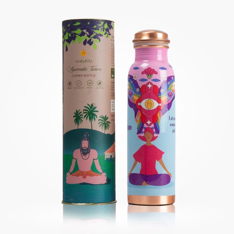 Copper Water Bottle - Pink Noble Thoughts - 1 Litre | Verified Sustainable Bottles & Sippers on Brown Living™