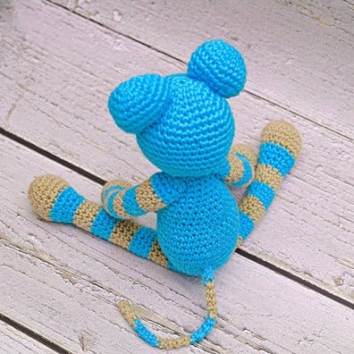 Cotton Blue Stripe Monkey | Verified Sustainable Soft Toy on Brown Living™