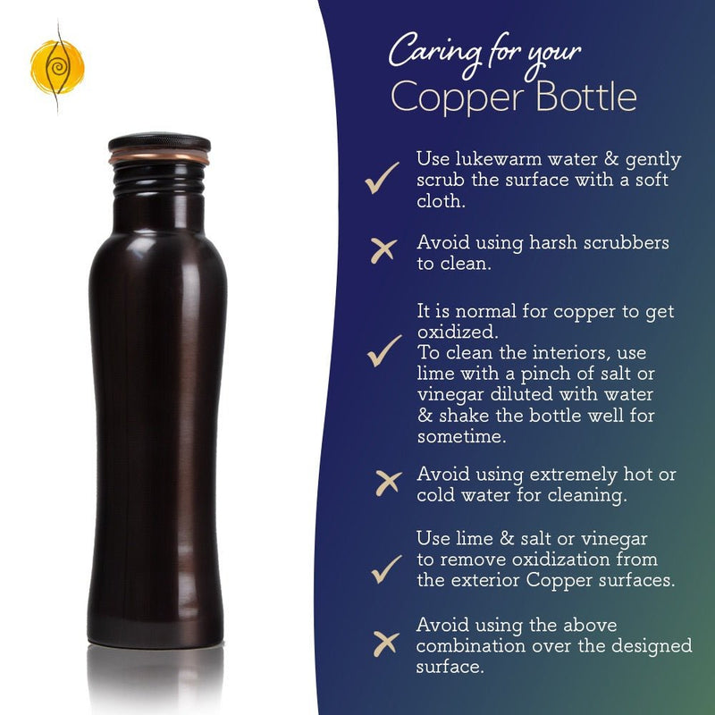 Curved Vintage Copper Water Bottle - 1 Litre | Verified Sustainable Bottles & Sippers on Brown Living™