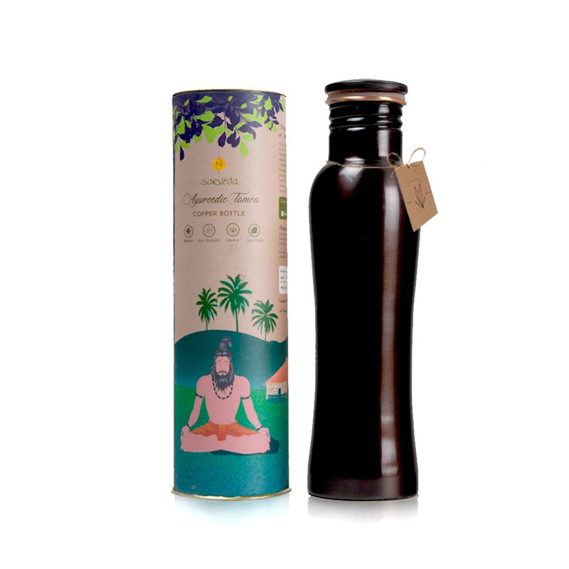 Curved Vintage Copper Water Bottle - 1 Litre | Verified Sustainable Bottles & Sippers on Brown Living™