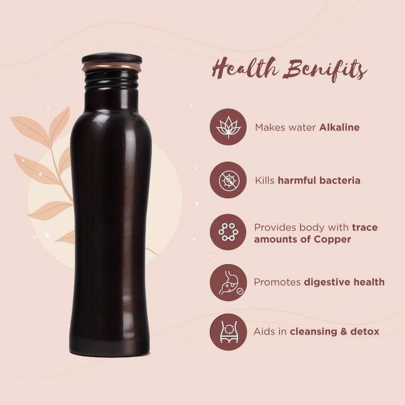 Curved Vintage Copper Water Bottle - 1 Litre | Verified Sustainable Bottles & Sippers on Brown Living™