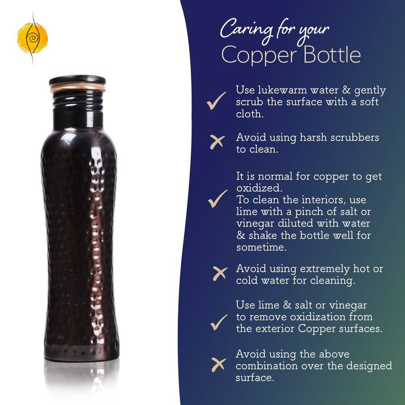 Curved Vintage Hammered Water Bottle with Cleaning Brush - 1 Litre | Verified Sustainable Bottles & Sippers on Brown Living™