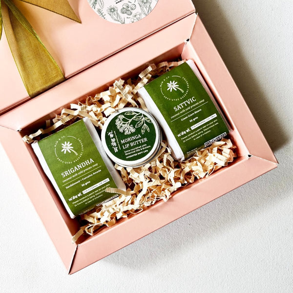 Daily Selfcare Mini Gift Hamper - Coconut Milk Mini Soaps + Moringa Lip Butter | Verified Sustainable Gift Giving on Brown Living™