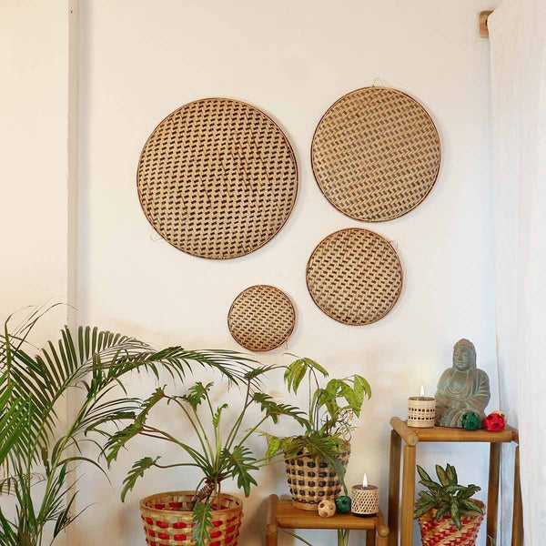 Decorative Bamboo Wall Decor Dala - Black - Set of 4 | Verified Sustainable Wall Decor on Brown Living™